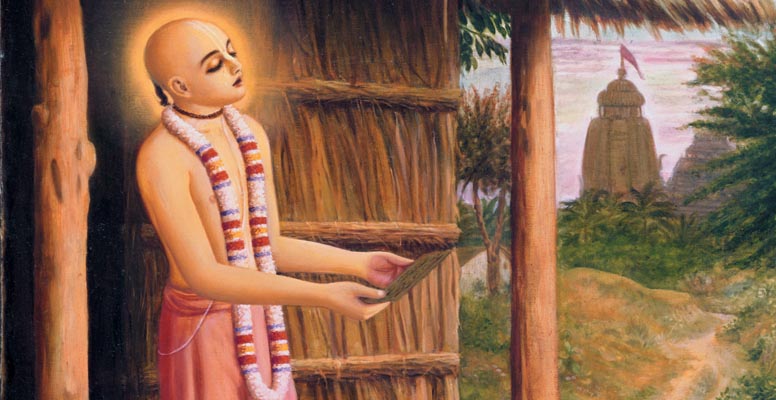ரூப கோஸ்வாமி கூரையில் சொருகியிருந்த கவிதையை மஹாபிரபு படித்தல்